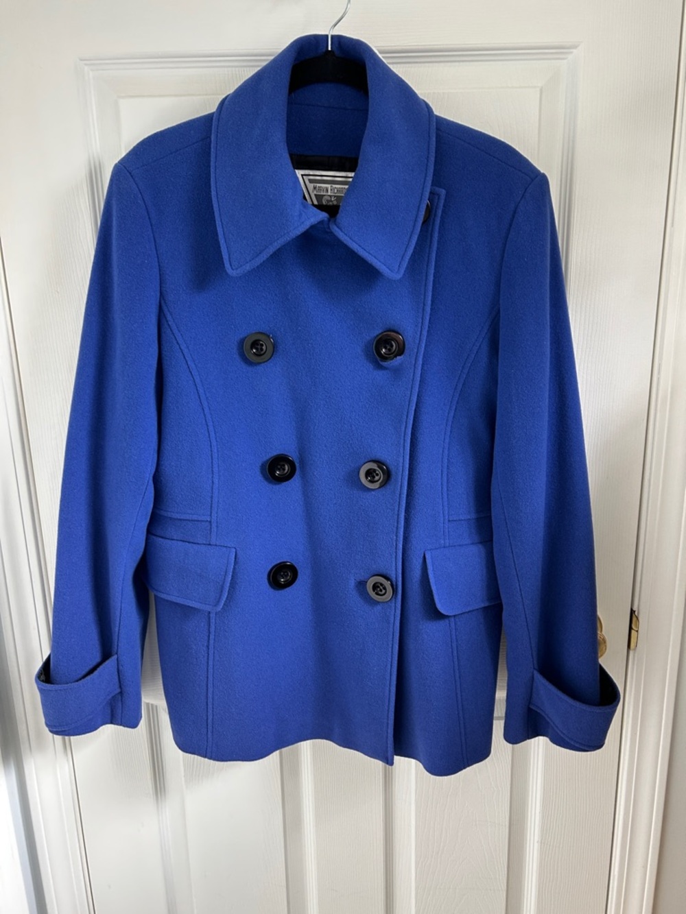 Marvin Richards Bold Blue Double-Breasted Peacoat